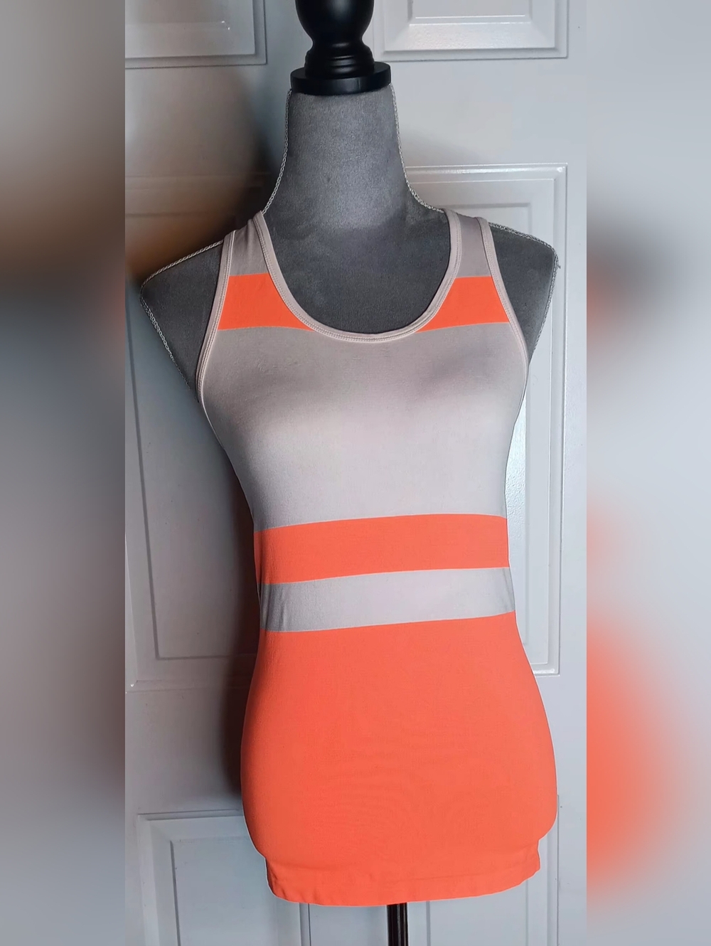 GAP Cream and Bright Orange Striped Racerback Tank